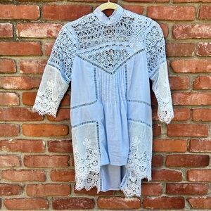 Victorian Inspired Soft Blue Lace Tunic